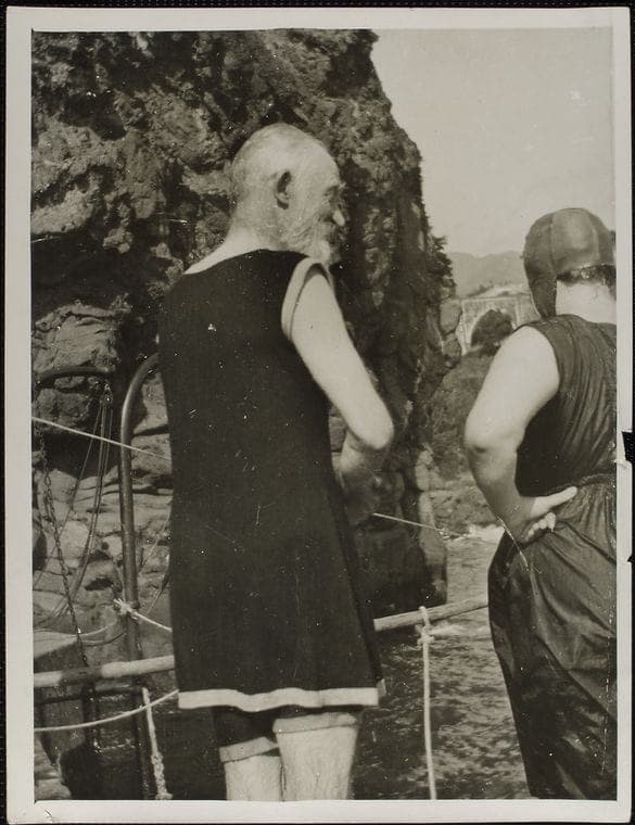 George Bernard Shaw auf den Badefelsen, Januar 1925